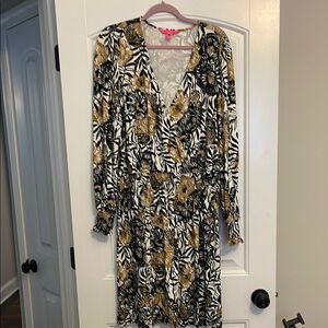 Lilly Pulitzer Talley Dress Floral V-Neck Long Sleeve Dress